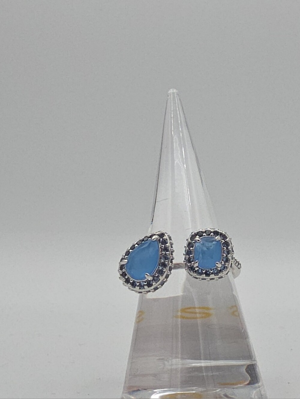 BP Blue Gemstone Silver Drop Ring